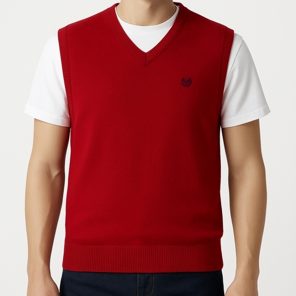 Mens CHAPS red sweater vest short sleeve preppy size M - Picture 1 of 4